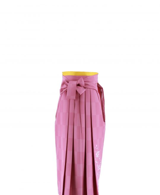 卒業式袴単品レンタル[総柄・刺繍]ピンクの市松模様に小桜刺繍[身長151-155cm]No.521